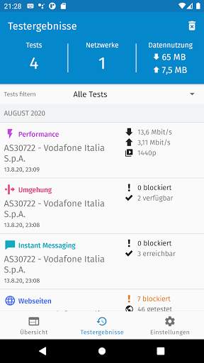 OONI Probe screenshot 2