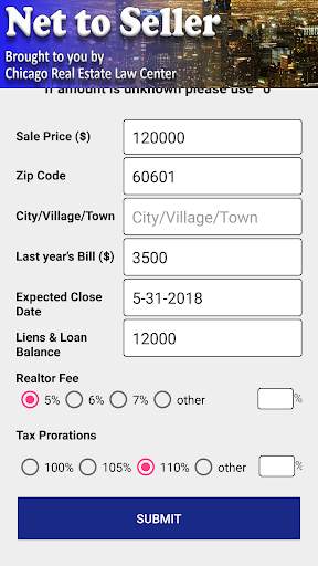 NET to SELLER Mobile App - Chicago closing costs screenshot 2