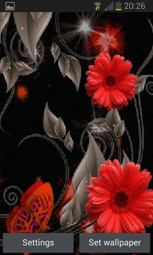 Red Flowers Butterflies LWP 1 تصوير الشاشة