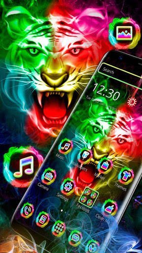 Colorful Neon Wild Tiger Theme screenshot 2