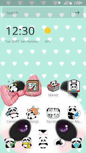 Cartoon Panda Pink Bow Cute Green Themes Desktop screenshot 5