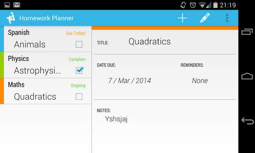 Homework Planner screenshot 2