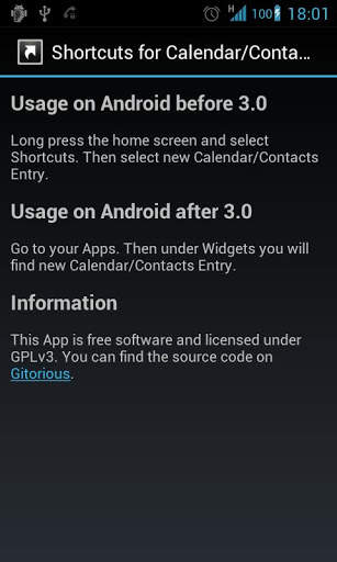 Shortcuts new Event/Contact screenshot 1