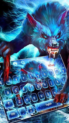Lightning Blue Wild Wolf Keyboard Theme screenshot 1