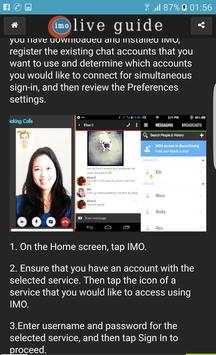 Guide for free call video IMO screenshot 1