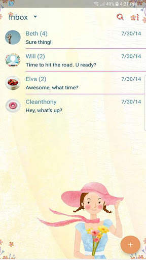 Pure love skin for Handcent Next SMS screenshot 2
