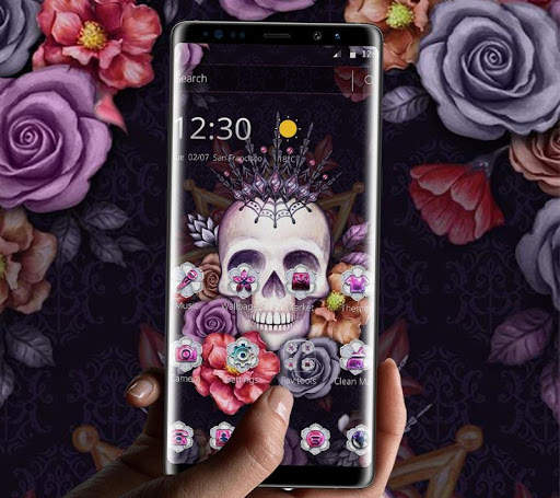 Colorful Flower Skull Fancy Theme 3 تصوير الشاشة