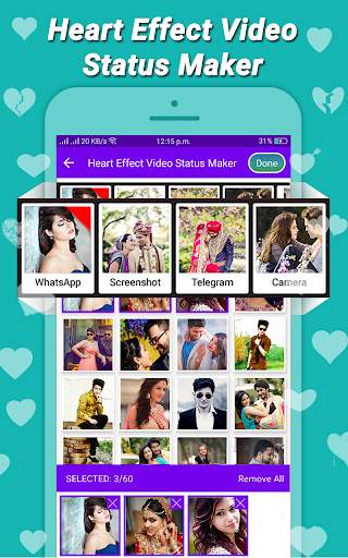 Heart Effect Video Status Maker & Video Status2018 screenshot 1