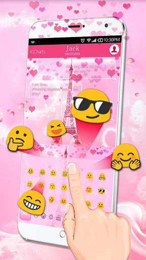 Pink Love Paris Eiffel Tower Keyboard Theme скриншот 3
