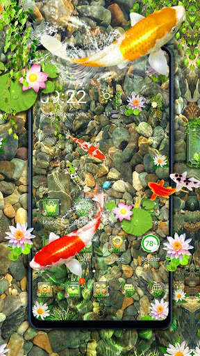 3D Koi Fish Water Stone Theme screenshot 2