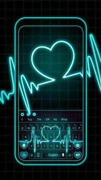 Neon Blue Love Heart Keyboard 1 تصوير الشاشة