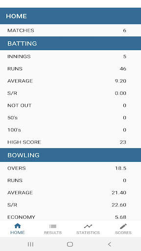 CRICKET STATISTICS screenshot 2