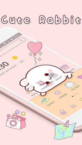 Adorable Pink Cartoon Bunny Theme screenshot 3