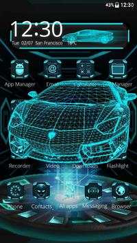 3D Neon Car Blue Theme screenshot 3
