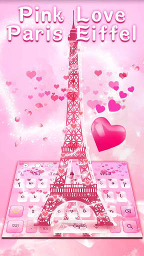 Pink Love Paris Eiffel Tower Keyboard Theme скриншот 1