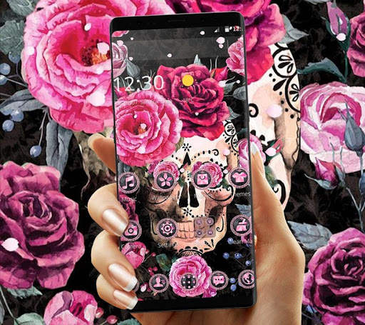 Pink Rose Skeleton Romantic Theme 1 تصوير الشاشة