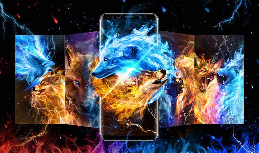 Ice Fire Wolf Wallpaper Themes screenshot 3