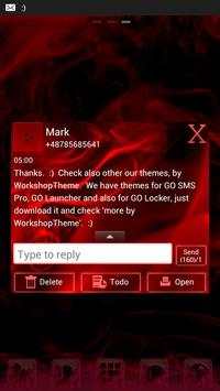 GO SMS برو موضوع لهب النار 3 تصوير الشاشة