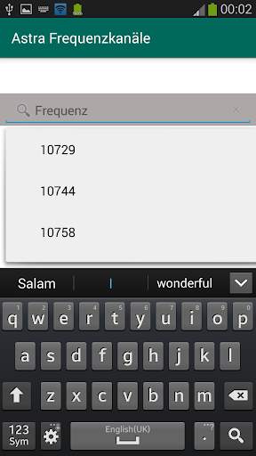 Frequenzen der Kanäle ASTRA screenshot 7