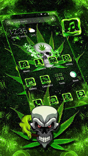Neon Green Weed Skull APUS launcher Theme screenshot 4