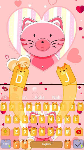 Cute Cartoon Cat Sweet Little Kitty Keyboard Theme screenshot 5