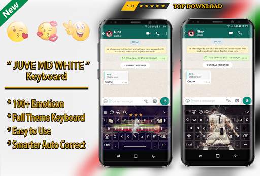 MD White Juve Keyboard Theme Football 2019 screenshot 2