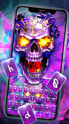 Burning Purple Skull Keyboard Theme screenshot 1