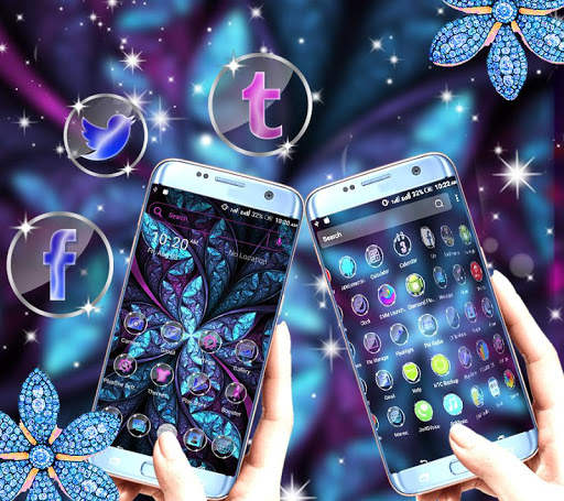 Abstract Neon Flower Launcher Theme screenshot 2