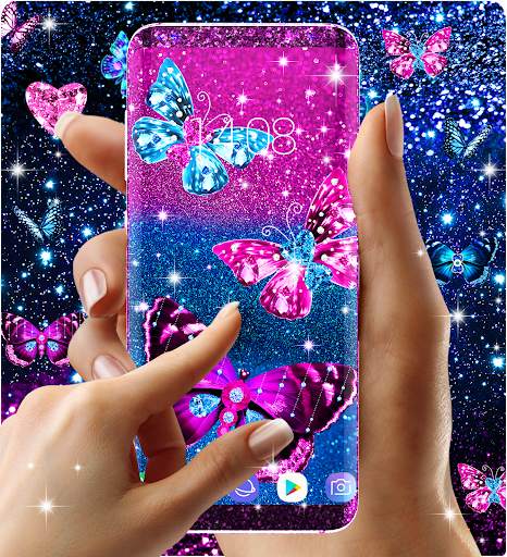 Blue glitz butterfly wallpaper screenshot 3