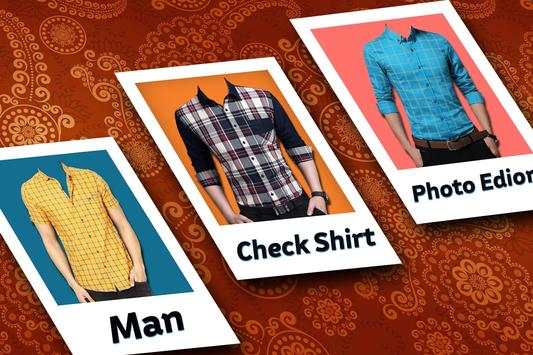 Man Check Shirt Photo Suit स्क्रीनशॉट 2