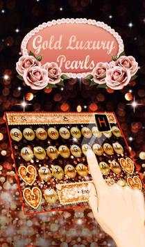 Luxury Gold Rose Pearl Keyboard Theme screenshot 3