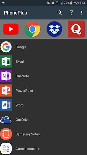 PhonePlus: quick launcher shortcuts screenshot 1