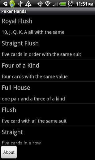 Poker Hands 1 تصوير الشاشة