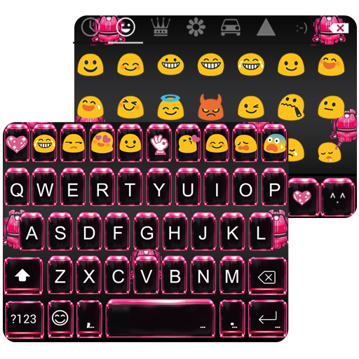 Pink Neon Emoji Keyboard Theme icon