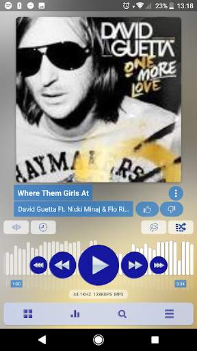 Poweramp v3 skin blue light screenshot 2