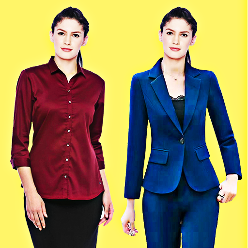 Women office suit shirt editor icon