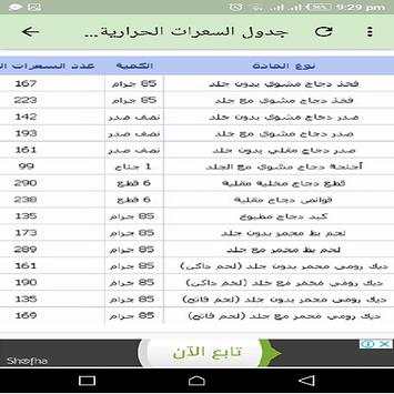دليل السعرات الحراريه 3 تصوير الشاشة