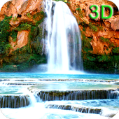 Colourful waterfall 3D icon