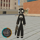 Black Spider Stickman Rope Hero Neon Mafia Crime icon