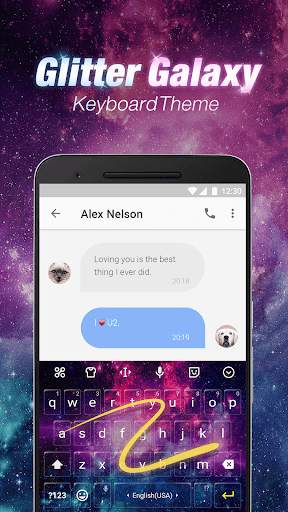 Glitter Galaxy Emoji Keyboard Theme for Instagram screenshot 4