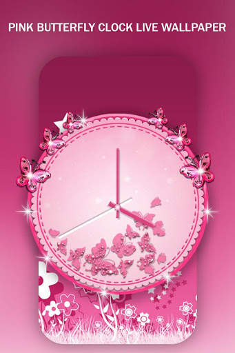 Pink Butterfly Clock Live Wallpaper screenshot 4