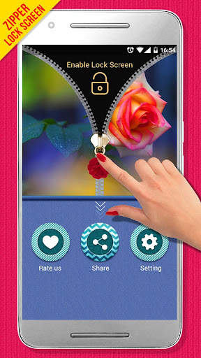 Pink Rose Zipper Lock Screen screenshot 3