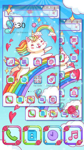 Color Unicorn Rainbow Cat Theme screenshot 3