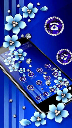Blue Flower Glitter Diamond Business Theme screenshot 3