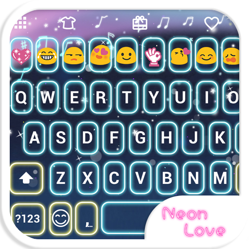 Neon Love Emoji Keyboard Theme icon