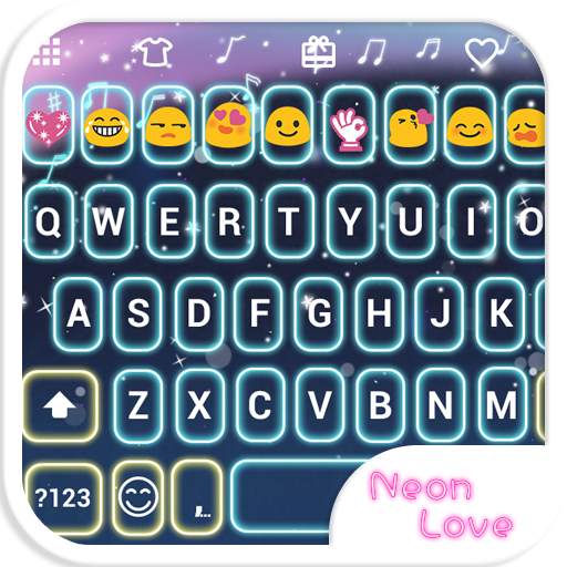 Neon Love Emoji Keyboard Theme 1.0.5