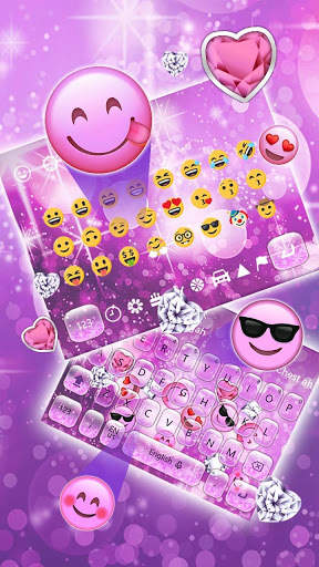 Cute Pink glitter emoji keyboard screenshot 3