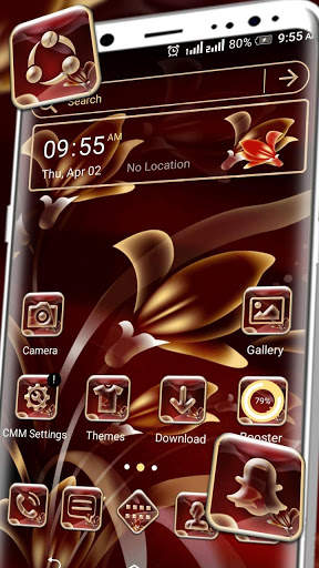 Red Floral Launcher Theme screenshot 1