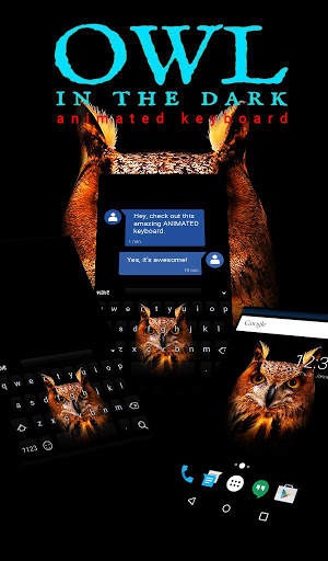 Owl Animated Keyboard   Live Wallpaper screenshot 1