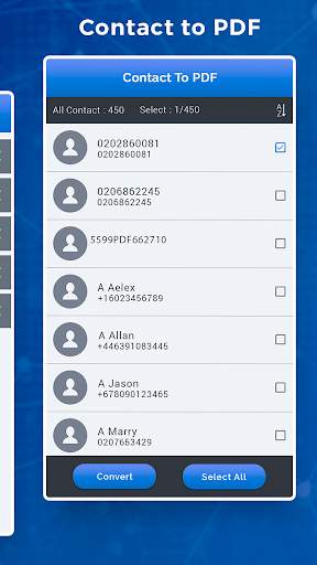 Contacts To PDF - Phone Contacts PDF Export 2 تصوير الشاشة